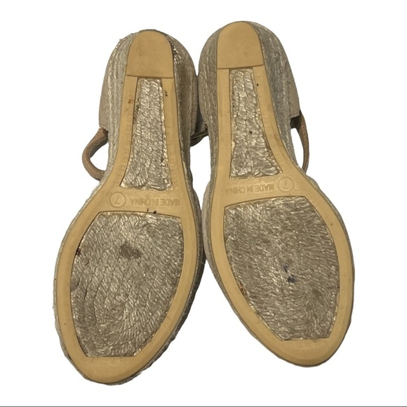 Talbots Lyndsey Espadrille Wedge 7M Tan Jute Heel Neutral Summer Comfort Shoe - Picture 7 of 9